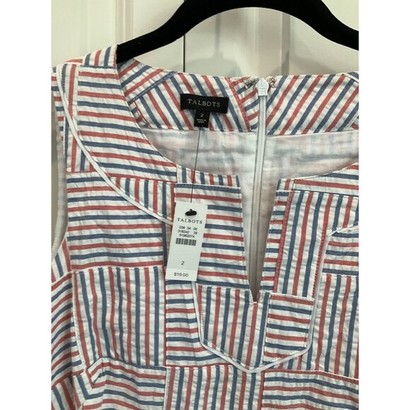 Talbots Seersucker Patchwork Dress NEW Size 2 Red White Blue - Picture 4 of 5